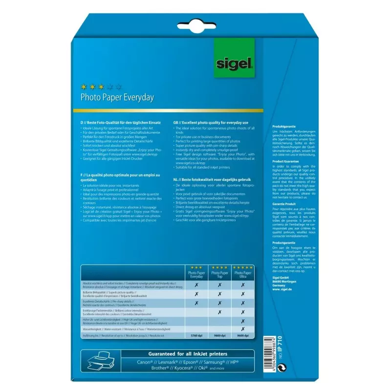 Fotopapīrs A4 Sigel IP710 Spīdīgs 20 loksnes Balts