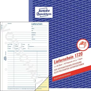 Grāmatvedības veidlapa/grāmata AVERY 1720 A4 40 lapas