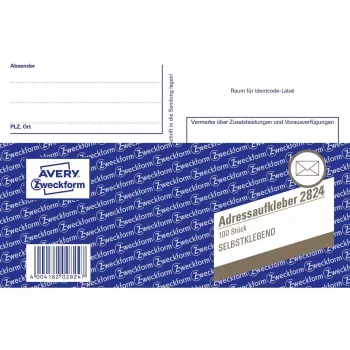 Pašlīmējošās etiķetes Avery 2824 Taisnstūris Baltas