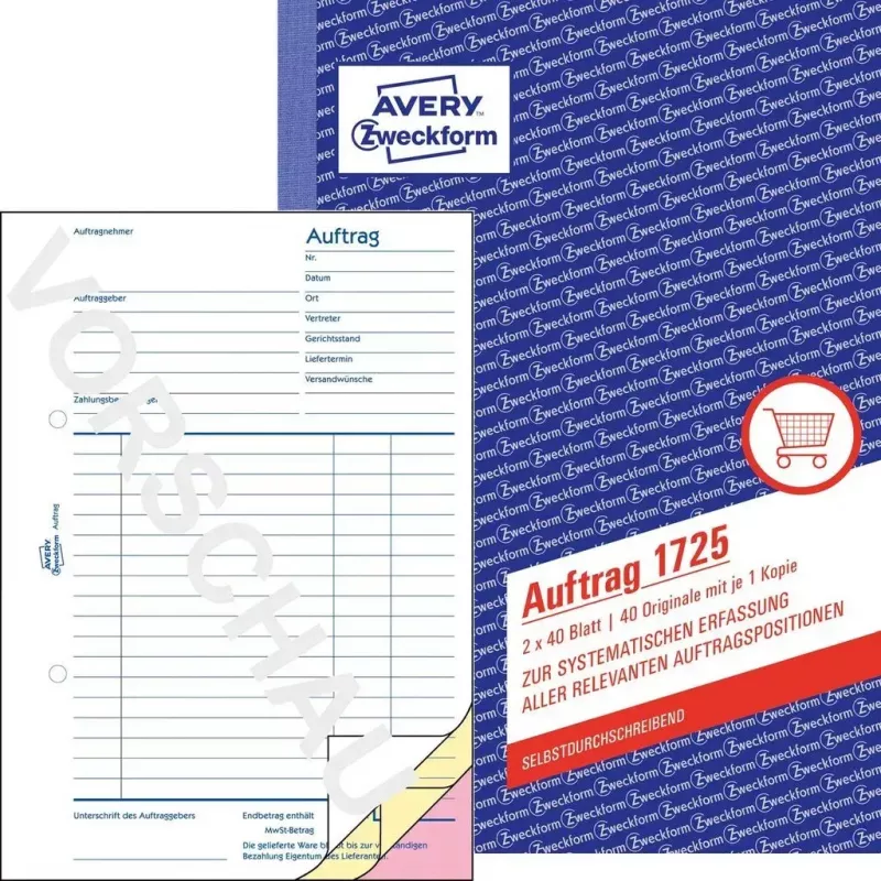 Grāmatvedības veidlapa AVERY 1721-5 A5 40 lapas