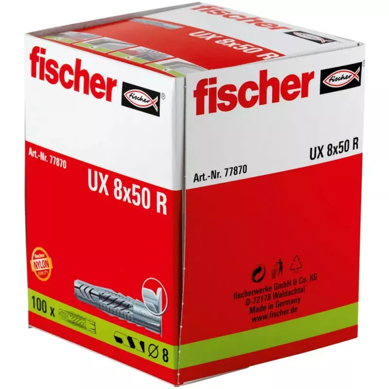 Fischer universāls sienas dībelis UX 8x50 mm 100 gab. 77870
