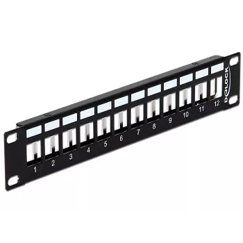 DeLOCK 43326 – 10 inch paneļa piederums, 1U, 12 Keystone moduļiem, melns