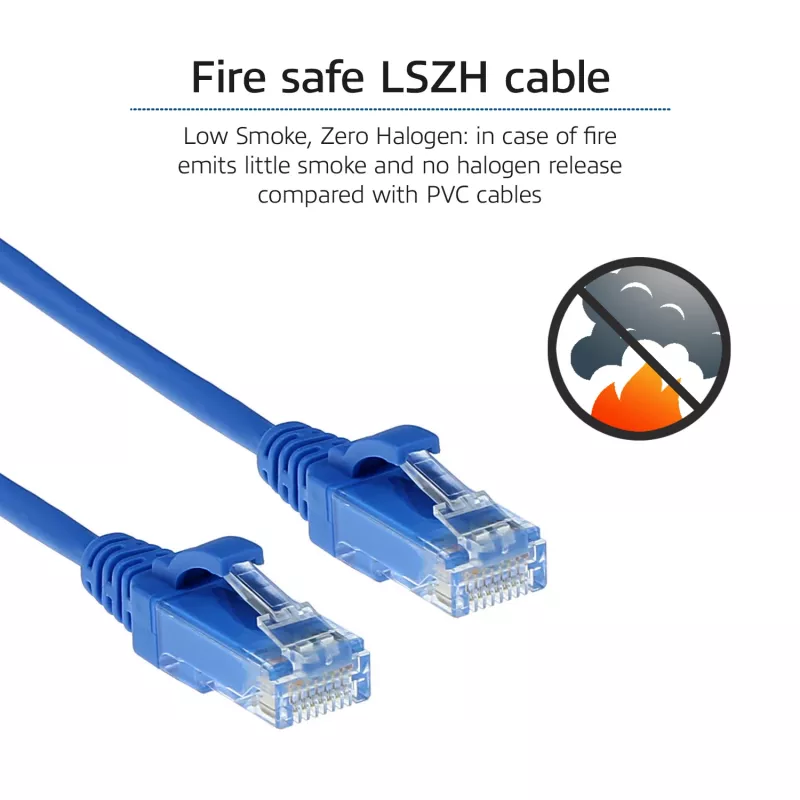 ACT Blue 2 m LSZH U/UTP CAT6 datacenter plānā savienojuma kabelis ar aizsargātiem RJ45 savienotājiem