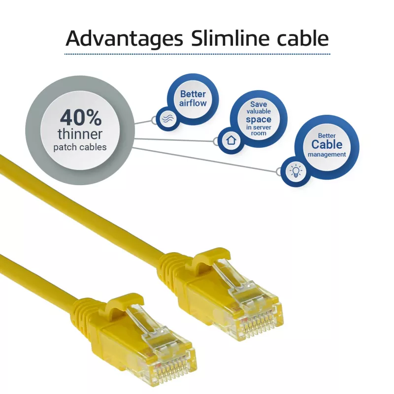 ACT dzeltena 3 m LSZH U/UTP CAT6 tievs datcentra patch kabelis ar snagless RJ-45 savienotājiem