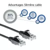 ACT Black 3 metru LSZH U/UTP CAT6 datcentra plānais savienojuma kabelis ar RJ45 savienotājiem, bez aizķeršanās