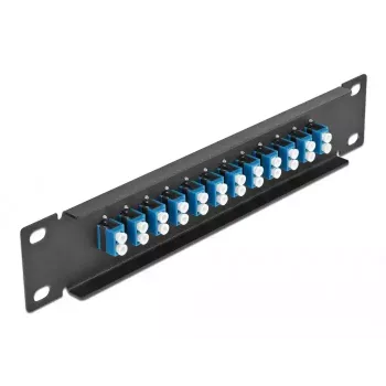 DeLOCK 10 collu 12 portu LC Duplex šķiedru optikas sadales panelis 1U melns
