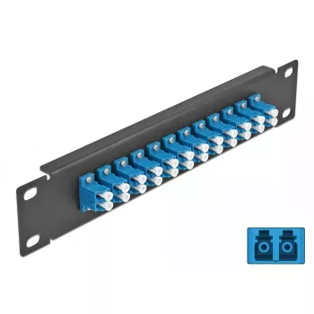 DeLOCK 10 collu 12 portu LC Duplex šķiedru optikas sadales panelis 1U melns