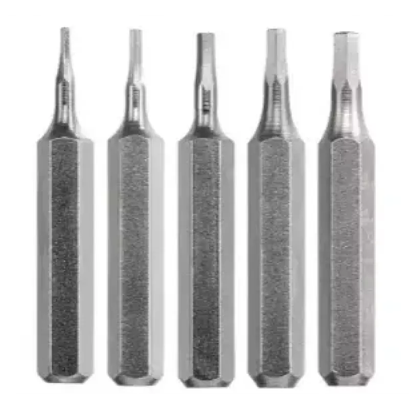 KWB 128440 sešstūra uzgaļu komplekts — 5 gab., imperiālie uzgaļi, metriskie izmēri 0.7, 0.9, 1.3, 1.5, 2 mm, 28 mm garums