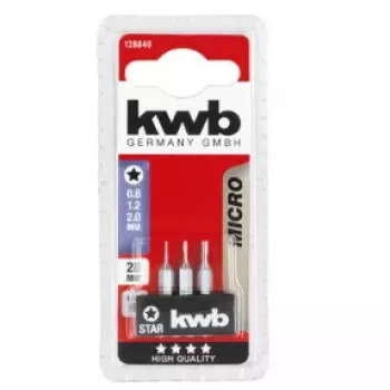Skrūvgrieža uzgaļu komplekts KWB 128840 — 3 gab., Torx (Star) gali, 28 mm garums