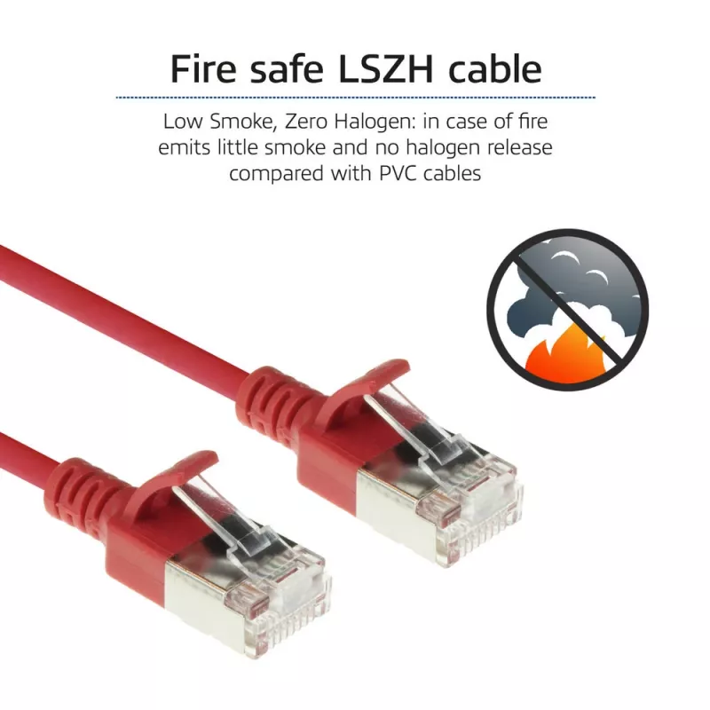 ACT Red 0.15 m LSZH U/FTP CAT6A datacentra tievais lēcienvads ar snagless RJ45 savienotājiem