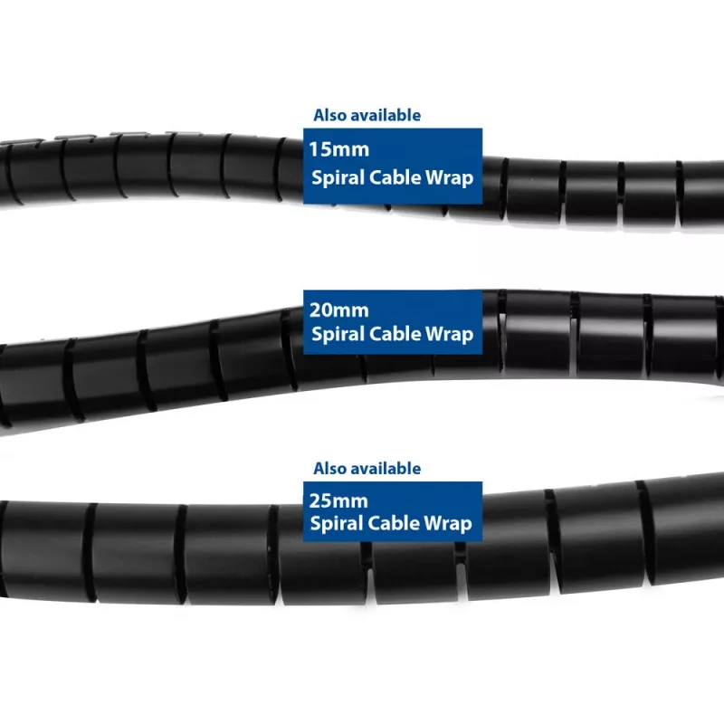 ACT 20 mm spirālveida kabeļu aptinums, 30 m, melns, PVC