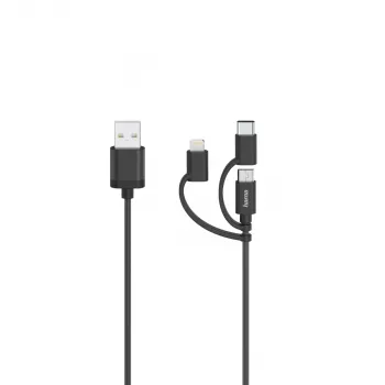 Hama 00200617 USB kabelis USB 2.0 0.75 m USB A USB C/Micro USB A/Lightning Melns