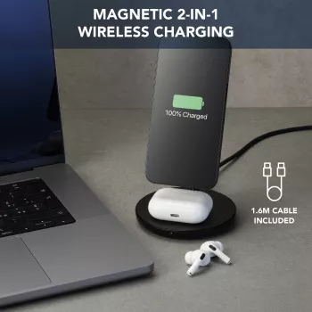 Cellularline Mag Duo bezvadu lādētājs 2-in-1 magnētiskais turētājs Apple ierīcēm