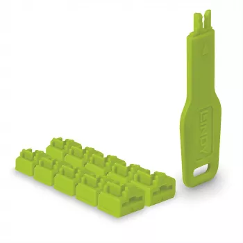 Lindy RJ45 Portu Bloķētāji Zaļi, 10gab + 1 Atslēga