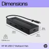 HP 4K USB-C daudzportu centrmezgls, USB Type-C, 10000 Mbit/s, 3840 x 2160, Melns, 65 W