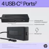 HP 4K USB-C daudzportu centrmezgls, USB Type-C, 10000 Mbit/s, 3840 x 2160, Melns, 65 W