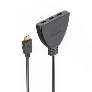 Hama 00205101 HDMI kabelis 0.55 m, HDMI A tipa (standarta) 3 x HDMI A tipa (standarta), Melns