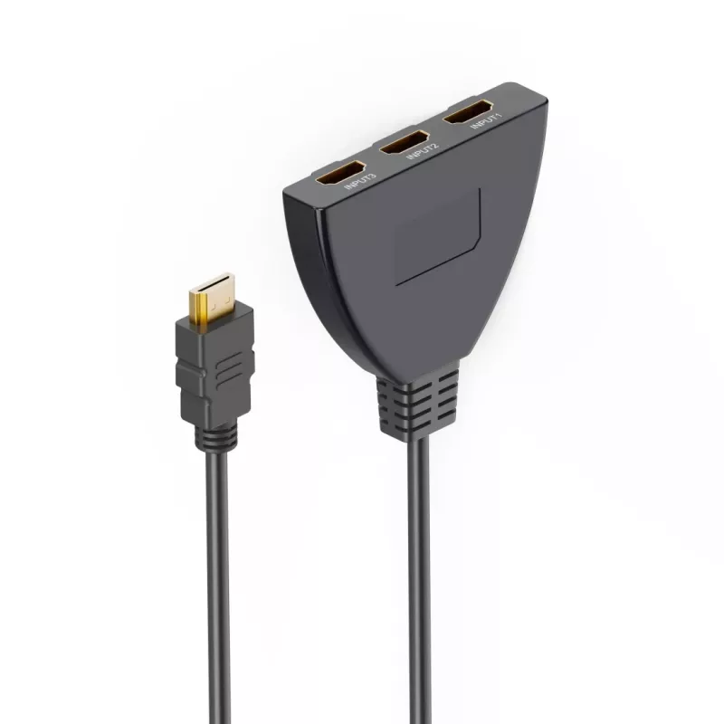 Hama 00205101 HDMI kabelis 0.55 m, HDMI A tipa (standarta) 3 x HDMI A tipa (standarta), Melns