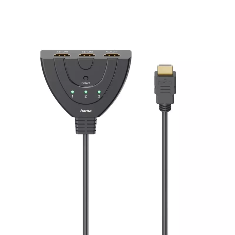 Hama 00205101 HDMI kabelis 0.55 m, HDMI A tipa (standarta) 3 x HDMI A tipa (standarta), Melns