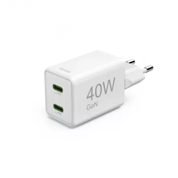 Hama 00201989 ātrais lādētājs 40W GaN 2xUSB-C balts