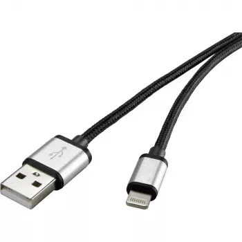 Lightning kabelis Renkforce RF-4683966 3m Melns Sudrabs