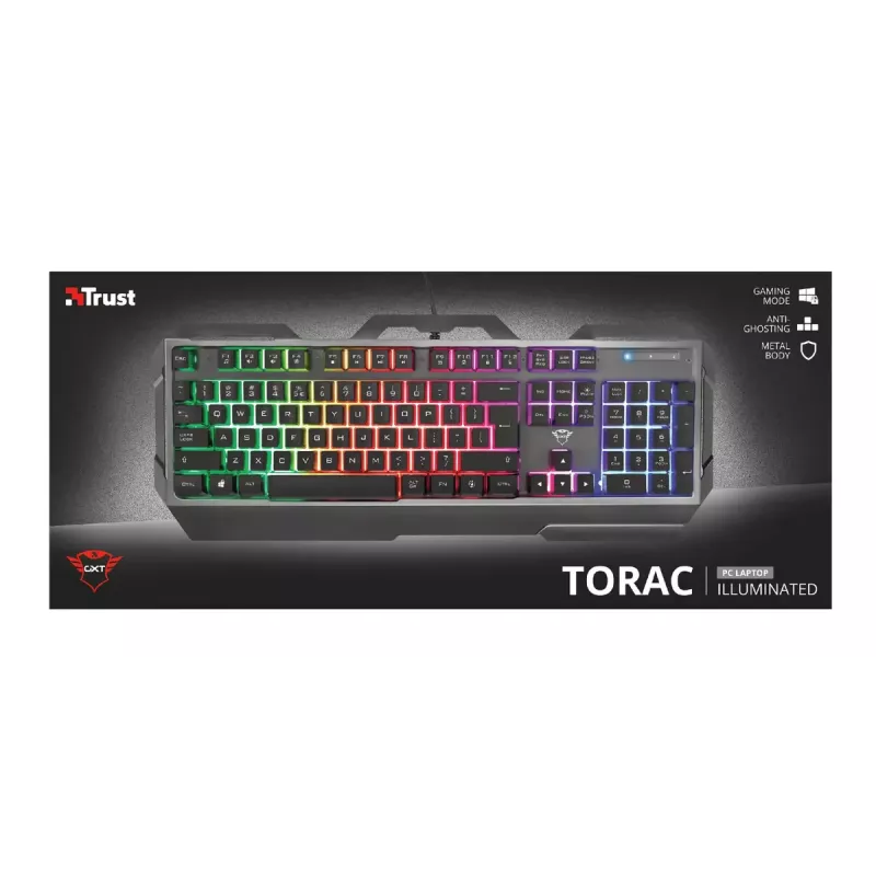 Spēļu tastatūra Trust GXT 856 Torac USB QWERTZ Vācu melna RGB LED