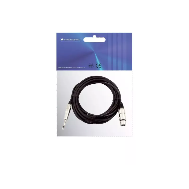 Audio kabelis Omnitronic 30225170 5m XLR 3-pin 6,35mm Melns