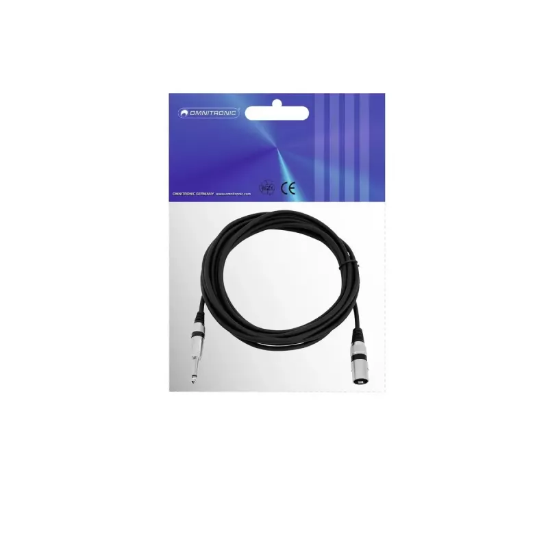 Audio kabelis XLR 3-pin 6,35mm Omnitronic 3022519C 5m Melns