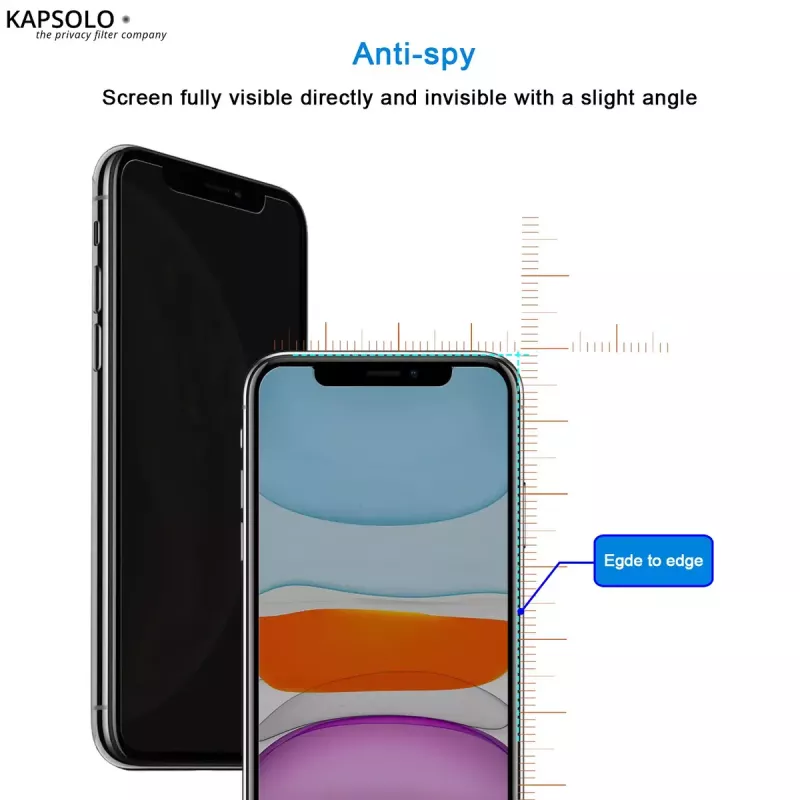 KAPSOLO Privātuma rūdītais stikls iPhone 11 Pro XS X