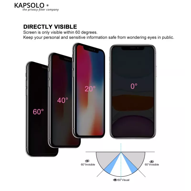 KAPSOLO Privātuma rūdītais stikls iPhone 11 Pro XS X