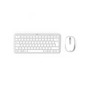 Hama WKM-500 tastatūra ar peli, mājas, USB + RF bezvadu + Bluetooth, QWERTZ, pelēka, balta