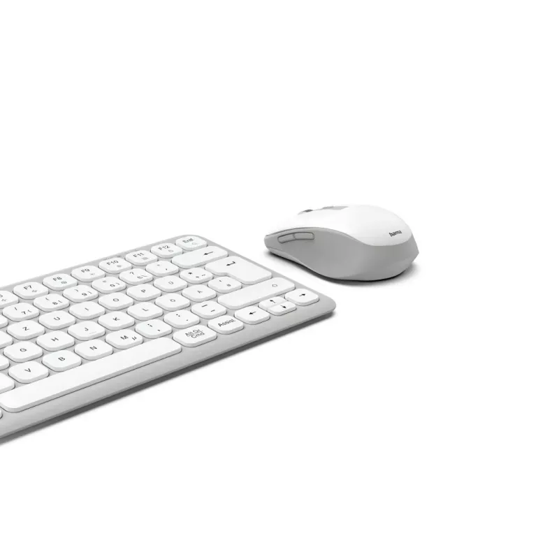 Hama WKM-500 tastatūra ar peli, mājas, USB + RF bezvadu + Bluetooth, QWERTZ, pelēka, balta