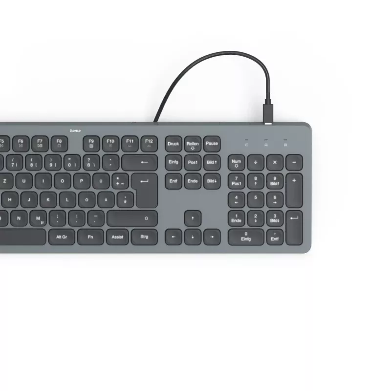 Hama CK-400 tastatūra Home/Office USB QWERTZ vācu Melna, Tumši Pelēka