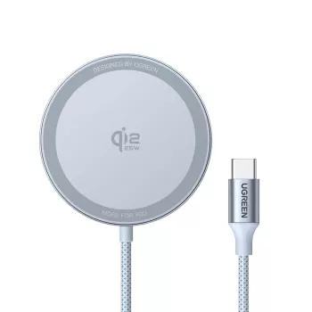 Automašīnas bezvadu lādētājs UGREEN MagFlow (USB barots, 12 V ieeja, Pelēks) viedtālruņiem