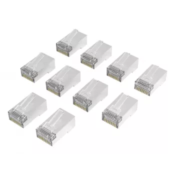 Hama 00300028 RJ45 tīkla savienotāji Cat6a STP, sudraba/caurspīdīgi, 10 gab. iepakojumā