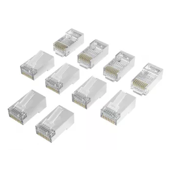Hama 00300028 RJ45 tīkla savienotāji Cat6a STP, sudraba/caurspīdīgi, 10 gab. iepakojumā