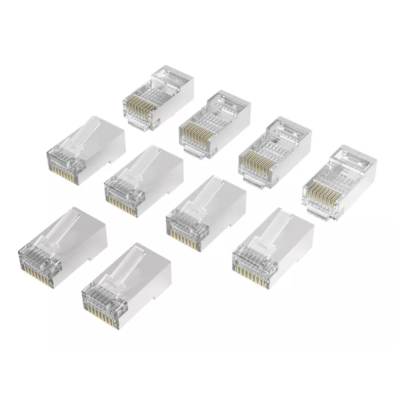 Hama 00300028 RJ45 tīkla savienotāji Cat6a STP, sudraba/caurspīdīgi, 10 gab. iepakojumā