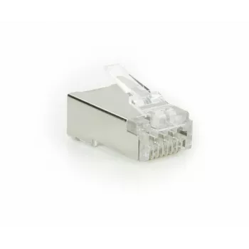 ACT CAT6A caurvadošs ekranēts RJ45 savienotājs ar zelta kontaktiem, sudraba/caurspīdīgs