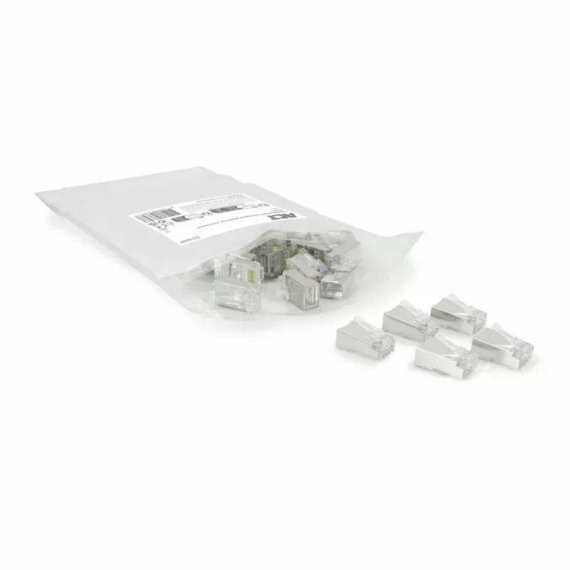 ACT CAT6A caurvadošs ekranēts RJ45 savienotājs ar zelta kontaktiem, sudraba/caurspīdīgs