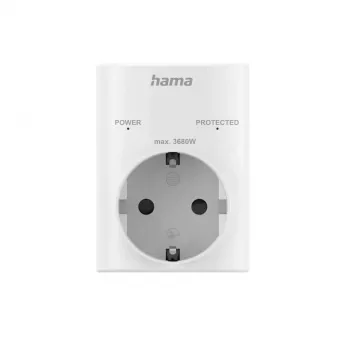 Hama 00223324 kontaktligzdas adapteris ar pārsprieguma aizsardzību, F tips, balts
