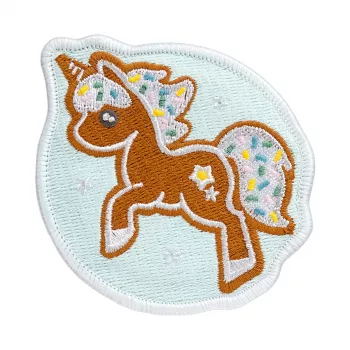 Nozīmīte LAUT MAGMOJI BADGE – Unicorn Cookie Christmas Edition, PVC un silikons, Brūna/Gaiši zila, 1 gab.