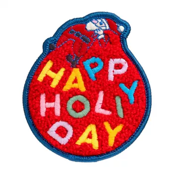 Laut MagMoji Badge – Happy Holiday Edition auduma tekstila nozīmīte, sarkana, 1 gab.