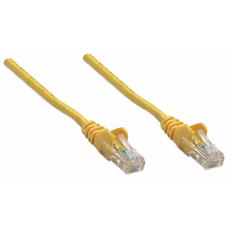 Intellinet tīkla vads, Cat5e, 0,5 m, Dzeltens, CCA, U/UTP, PVC, RJ45, apzeltīti kontakti, Snagless, Booted, Mūža garantija