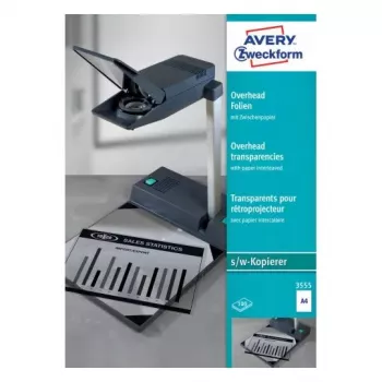 Caurspīdīgā drukas plēve Laser A4 Avery 3555