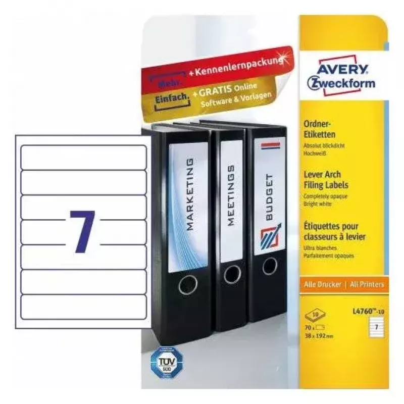 Pašlīmējošā etiķete Avery L4760-10 noapaļots taisnstūris