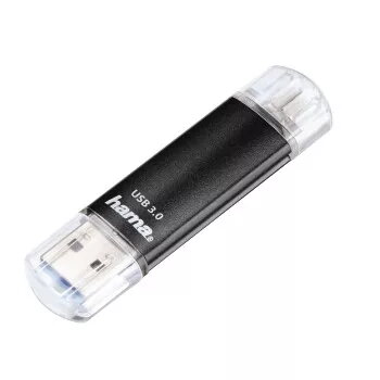 Hama Laeta Twin USB 3.0 zibatmiņa, 128 GB, 40 MB/s, melna