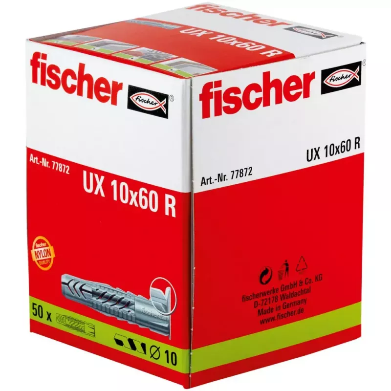 Fischer 77872 universālais sienas dībelis UX 10x60 mm, 50 gab.