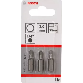 Bosch 2607001722 īpaši cieti sešstūra uzgaļi Hex 3 mm 25 mm 3 gab.