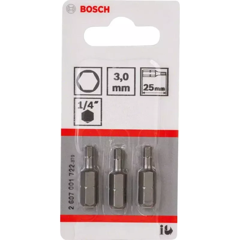 Bosch 2607001722 īpaši cieti sešstūra uzgaļi Hex 3 mm 25 mm 3 gab.