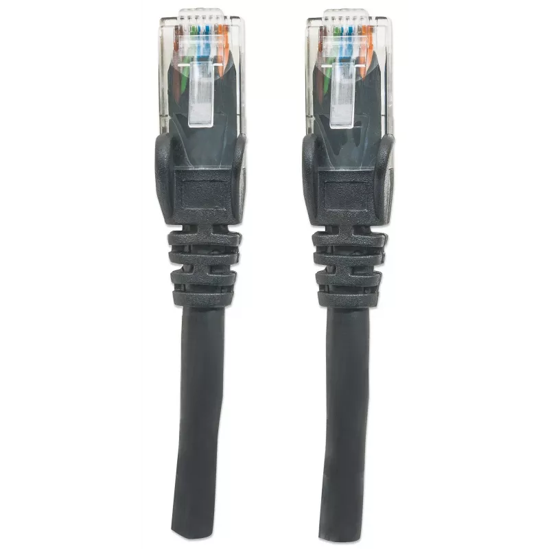 Intellinet tīkla vads, Cat6, 20m, Melns, CCA, U/UTP, PVC, RJ45, Zeltīti kontakti, Aizsargvāciņš, Booted, Mūža garantija
